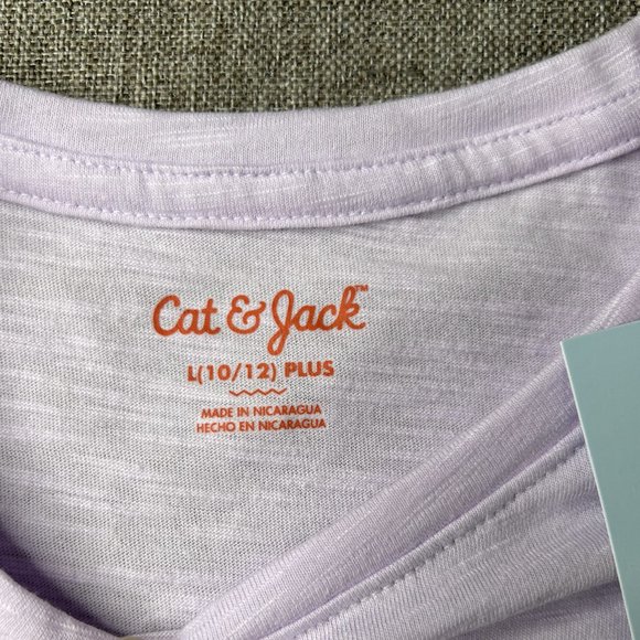 Cat & Jack Eyelet Shortsleeve Shirt Girl's L (10/12) Plus Crew Neck Violet NWT - Picture 4 of 9